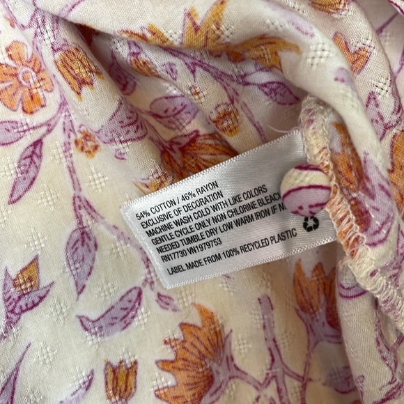 UNIVERSAL THEADS Large Pink Boho Pleasant Floral Print Long-Sleeved Gypsy Shirt - Picture 6 of 8